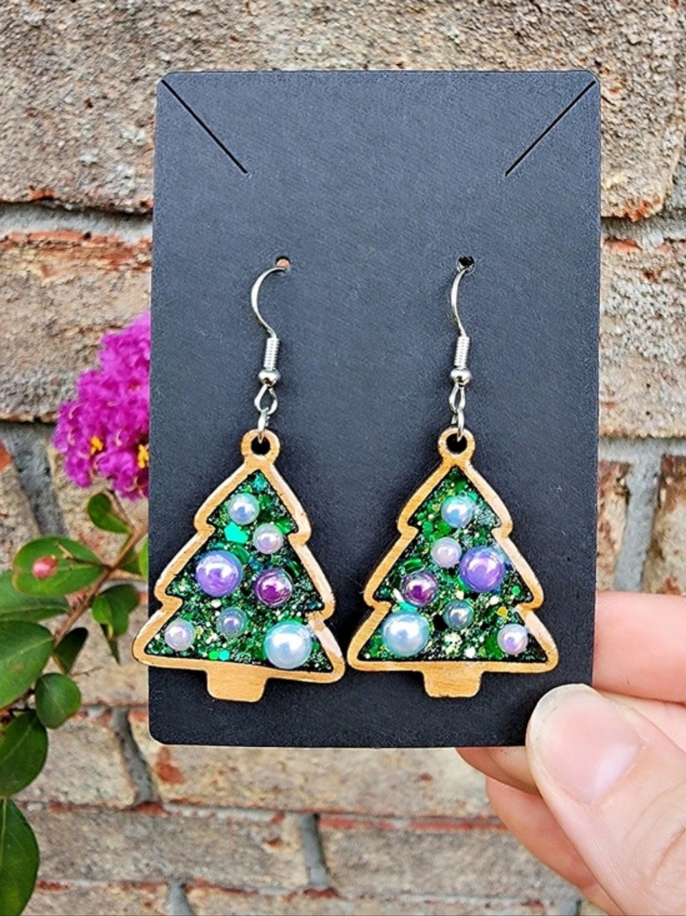 Christmas Tree Earrings Custom Made